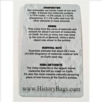 Authentic Iron Meteorite Fragments*On Historical Information Card