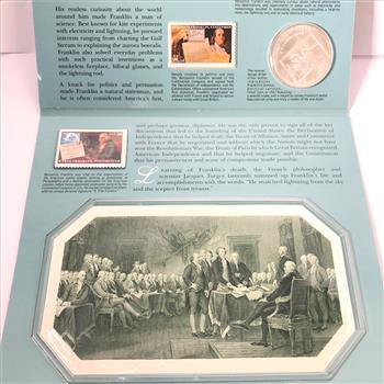 Ben Franklin Coin and Chronicles Set Silver Dollar and Engraving-Signing of Declaration of Independence