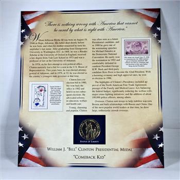 Bill Clinton 24K Gold Layered Commemorative Presidential Medal*Uncirculated*Encased in 9