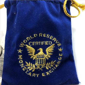 Blue Velvet Bag of Assorted  World Coins