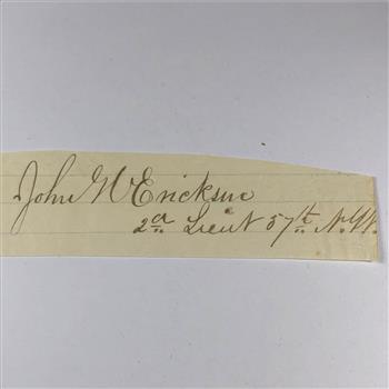 Civil War Soldier's Signature John Erickson 2nd Lieutenant 57th