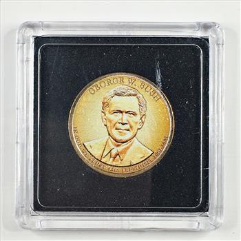 Colorized George W. Bush Commemorative Presidential Dollar*In Protective Holder