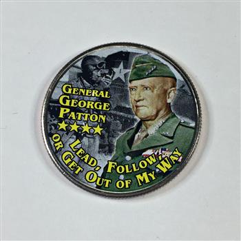 Colorized Kennedy Half Dollar Commemorates General George Patton; Lead, Follow Or Get Out of My Way
