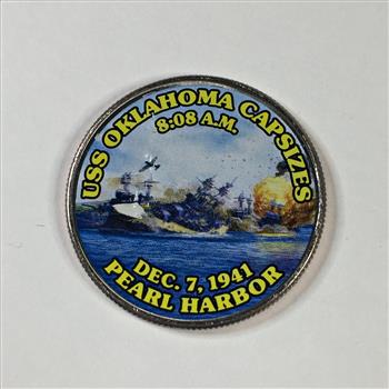 Colorized Kennedy Half Dollar Commemorates the USS Oklahoma, Sunk at Pearl Harbor