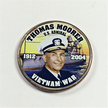 Colorized Kennedy Half Dollar Commemorating Admiral Thomas Moorer; Vietnam War