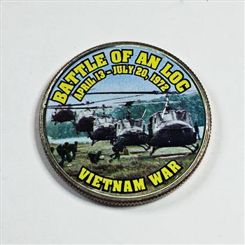 Colorized Kennedy Half Dollar Commemorating Battle of An Loc; Vietnam War