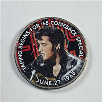 Colorized Kennedy Half Dollar Commemorating Elvis Presley; Taping ...