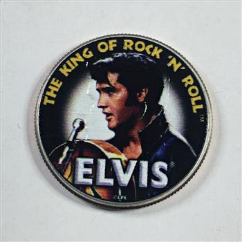 Colorized Kennedy Half Dollar Commemorating Elvis Presley; The King of Rock N Roll