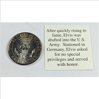 Colorized Kennedy Half Dollar Commemorating Elvis Presley's Drafted Into the Army