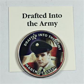 Colorized Kennedy Half Dollar Commemorating Elvis Presley's Drafted Into the Army