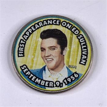 Colorized Kennedy Half Dollar Commemorating Elvis Presley's First Appearance on Ed Sullivan*1956