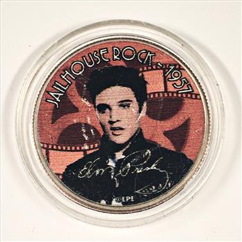 Colorized Kennedy Half Dollar Commemorating Elvis Presley's Jailhouse Rock