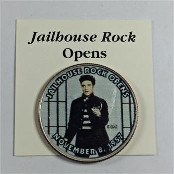 Colorized Kennedy Half Dollar Commemorating Elvis Presley's Jailhouse Rock Opens