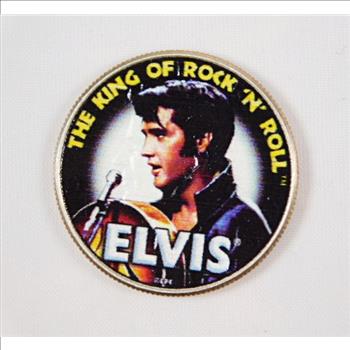 Colorized Kennedy Half Dollar Commemorating ELVIS; The King of Rock N ...
