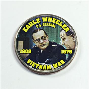 Colorized Kennedy Half Dollar Commemorating General Earle Wheeler; Vietnam War