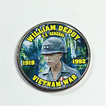 Colorized Kennedy Half Dollar Commemorating General William Depuy; Vietnam War