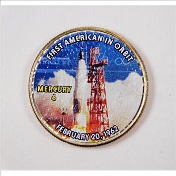 Colorized Kennedy Half Dollar Commemorating Mercury 6; First American ...