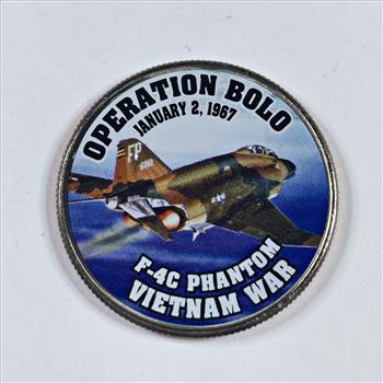 Colorized Kennedy Half Dollar Commemorating Operation Bolo; Vietnam War