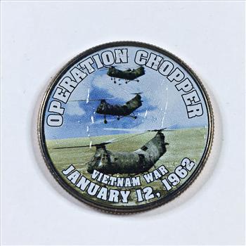 Colorized Kennedy Half Dollar Commemorating Operation Chopper; Vietnam War