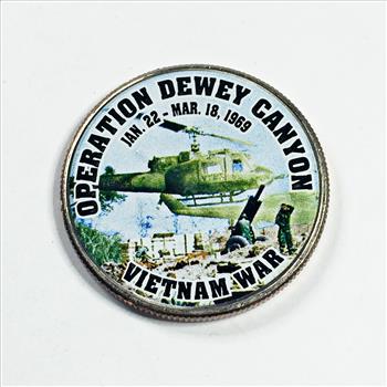 Colorized Kennedy Half Dollar Commemorating Operation Dewey Canyon; Vietnam War