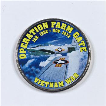 Colorized Kennedy Half Dollar Commemorating Operation Farm Gate; Vietnam War