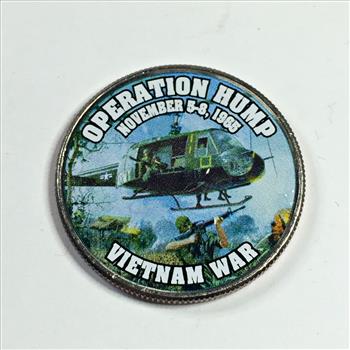 Colorized Kennedy Half Dollar Commemorating Operation Hump; Vietnam War