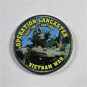 Colorized Kennedy Half Dollar Commemorating Operation Lancaster; Vietnam War on Nov 1967 - Jan 1968