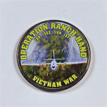 Colorized Kennedy Half Dollar Commemorating Operation Ranch Hand; Vietnam War