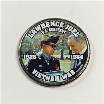 Colorized Kennedy Half Dollar Commemorating Sgt. Lawrence Joel; Vietnam War