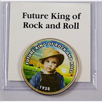 Colorized Kennedy Half Dollar Commemorating the Future King of Rock N ...