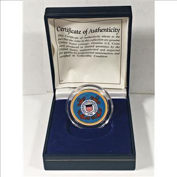 Colorized Kennedy Half Dollar Commemorating the United States Coast Guard