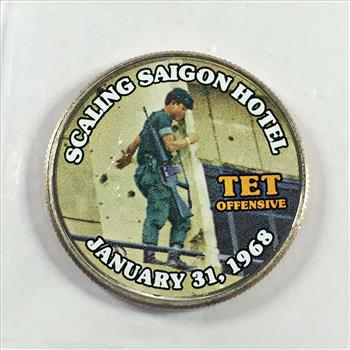 Colorized Kennedy Half Dollar Commemorating the Vietnam War*Scaling Saigon Hotel