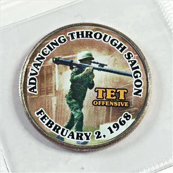 Colorized Kennedy Half Dollar Commemorating the War in Viet Nam ...
