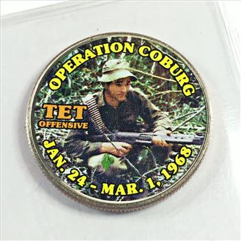 Colorized Kennedy Half Dollar Commemorating the War in Viet Nam*Operation Coburg