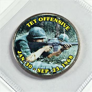 Colorized Kennedy Half Dollar Commemorating the War in Viet Nam*Tet ...