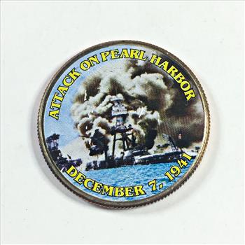 Colorized Kennedy Half Dollar Commemorating World War II*Attack on Pearl Harbor