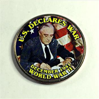 Colorized Kennedy Half Dollar Commemorating World War II*US Declares ...
