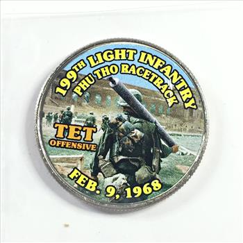 Colorized Kennedy Half Dollar Commemorative of the Vietnam War*199th Light Infantry