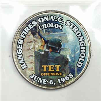 Colorized Kennedy Half Dollar Commemorative of the Vietnam War*Ranger Fires on V.C. Stronghold