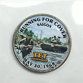 Colorized Kennedy Half Dollar Commemorative of the Vietnam War*Running For Cover