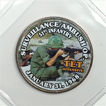 Colorized Kennedy Half Dollar Commemorative of the Vietnam War*Surveillance/Ambush Op