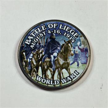 Colorized Kennedy Half Dollar*Commemorating Battle of Liege*World War I