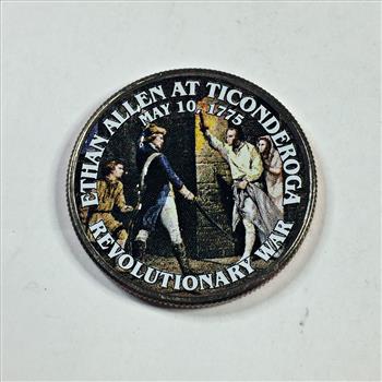 Colorized Kennedy Half Dollar*Commemorating Ethan Allen at Ticonderoga*Revolutionary War