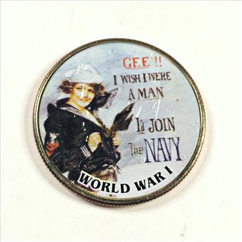 Colorized Kennedy Half Dollar*Commemorating Join the Navy Advertisement*World War I