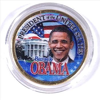 Colorized Presidential Dollar Commemorating B. Obama
