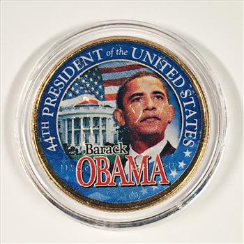 Colorized Presidential Dollar Commemorating Barack Obama