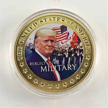 Donald J. Trump 24K Gold Layered Colorized Medallion*Military*1.25
