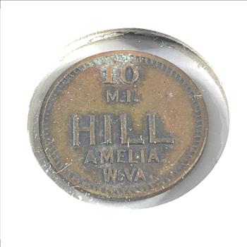 Early 20th Century Coal Mine Token*Used in Lieu of Cash Payment to Miner's*Amelia, West Virginia*10 M. I.
