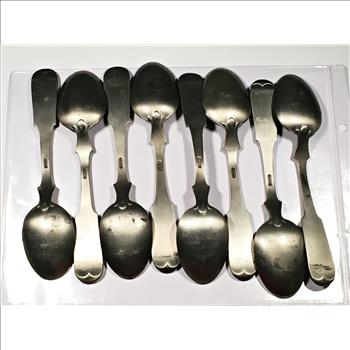Eight Pewter State Commemorative Large Spoons*6.5