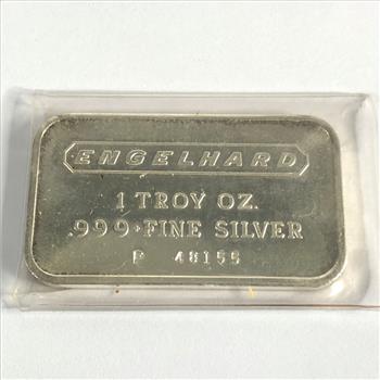 Engelhard 999 Fine Silver 1 Troy Ounce Bar Ingot in Original Sleeve